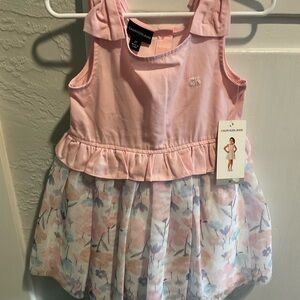Calvin Klein Pink Dress with Floral Skirt